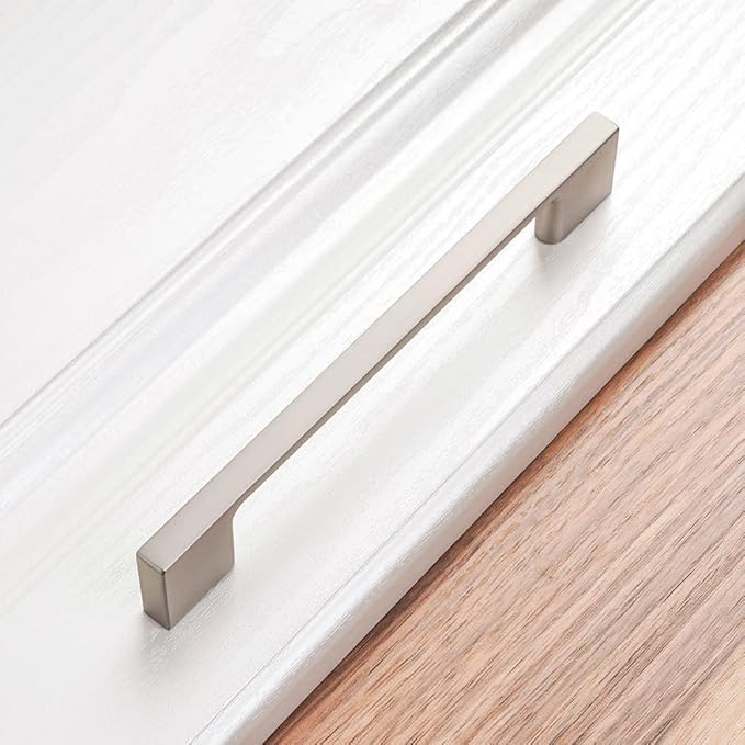 KOOFIZO 30 Pack 5 Inch Brushed Nickel Kitchen Cabinet Pulls Stain Nickel Cabinet Handles Silver Cabinet Hardware for Kitchen Cabinets Drawer P01 Dresser Cupboard Bedroom Bathroom