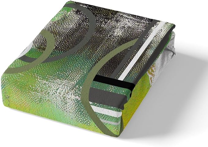 Geometric Swirls Duvet Cover King,Mint Green Brown Grey Bedding Set,Grunge Comforter Cover,Modern Watercolor Oil Painting Quilt Cover,Modern Texture Art Bedspread Cover Bedroom Decor 3 Pcs