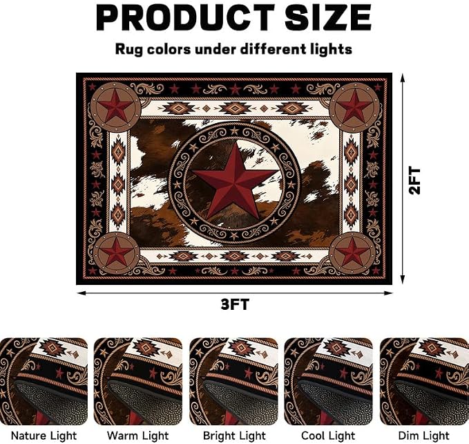 Vintage Star Rugs Non Slip Rustic Farmhouse Floor Mat Washable Carpet for Entryway Bedroom Living Room Nursery Playroom Classroom Home Decor,2'x3'
