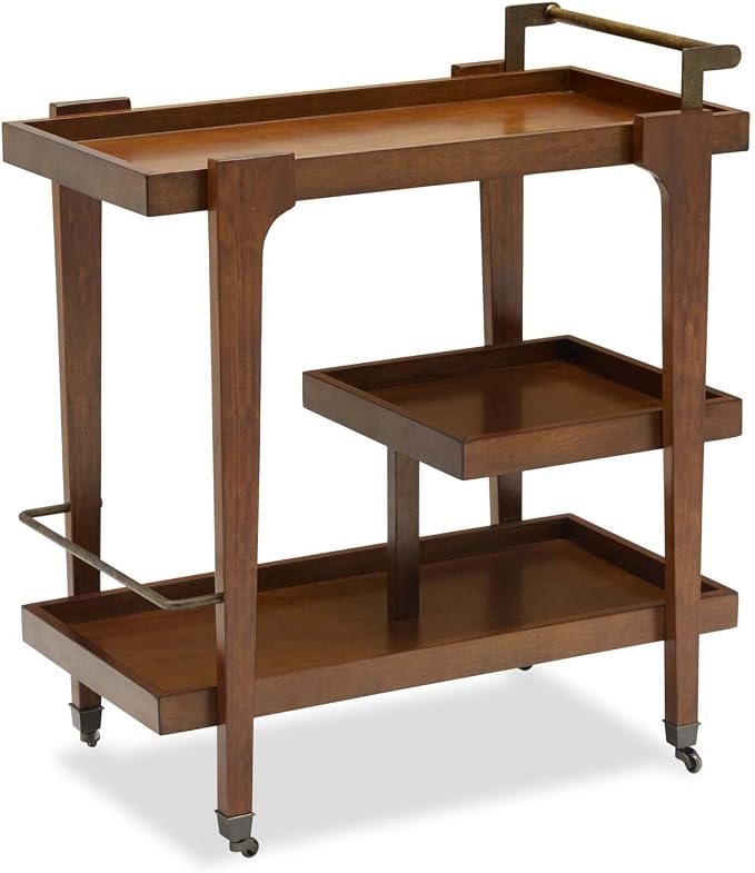 HomeStock Mid Century Modern Bar Cart - 3 Tier Rolling Serving Cart with Casters
