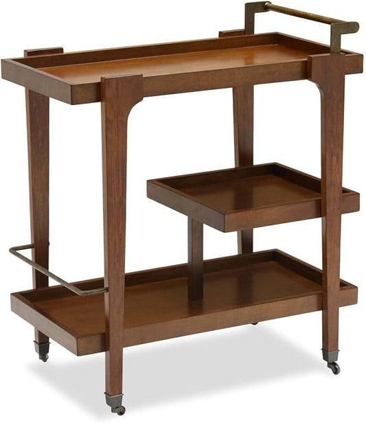HomeStock Mid Century Modern Bar Cart - 3 Tier Rolling Serving Cart with Casters