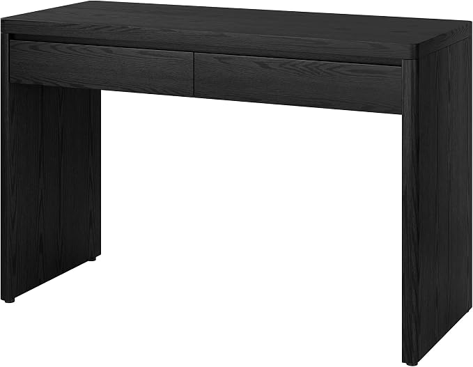 Henn&Hart 48" Modern Rectangular Wooden Home Office Desk Computer Desk Writing Table with 2 Storage Drawers for Home Office, Natural Black