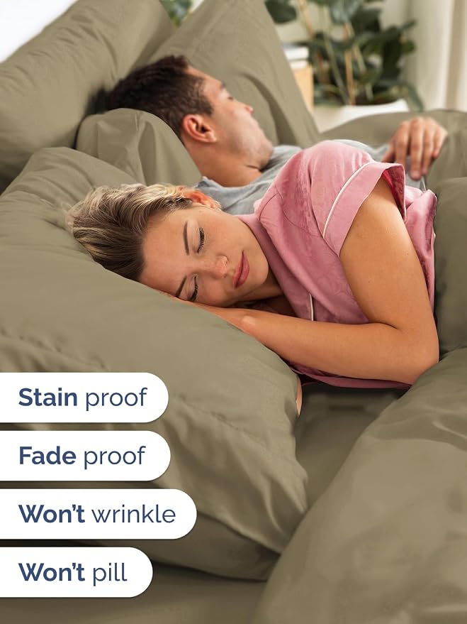 Extra Deep Split King Sheet Set - 7 Piece Breathable and Cooling Sheets - Hotel Luxury Bedding for Women, Men, Kids & Teens - Easy Secure Fit - Soft, Wrinkle Free & Comfy - Extra Deep Pockets - Khaki