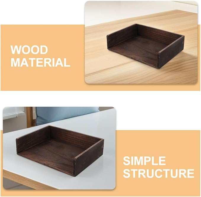 Homoyoyo 2pcs Vintage Solid Wood Desktop Organizer with Design Natural Wood Finish for Office Supplies and Books Stylish Storage for Home and Study Rooms