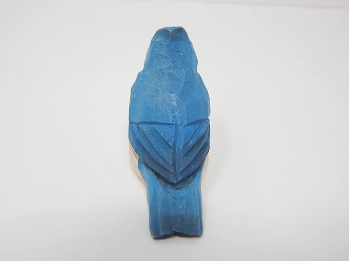 Selsela Hand-Carved Tufted Titmouse Bird Figurine - Wood Figurine Statue Blue Jay-Inspired Sculpture Ornament Decor Miniature Art. Handmade Carved Ornament for Rustic Decor & Collectors
