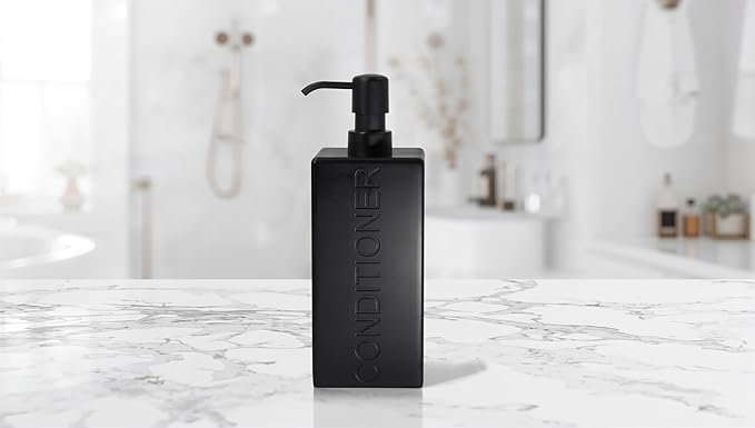 Rectangular Resin Dispenser Premium Bathroom Shampoo Conditioner Body Wash Bottle Modern Refillable Pump Design