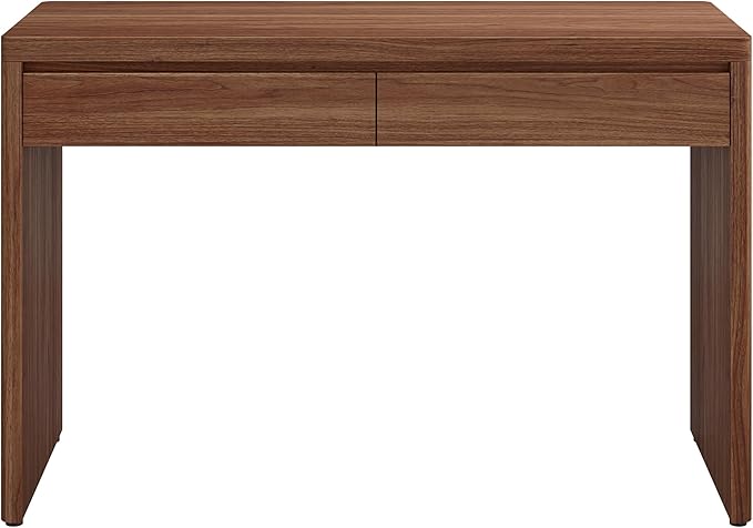 Henn&Hart 48" Modern Rectangular Wooden Home Office Desk Computer Desk Writing Table with 2 Storage Drawers for Home Office, Medium Walnut