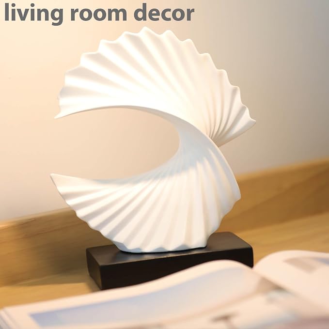 Modern White Ocean Wave Sculpture – Abstract Resin Statues for Home Decor, Elegant Coffee Table Decor for Living Room, Unique Home Décor Accents & Art Deco Decor for Office, Shelf, or Entryway