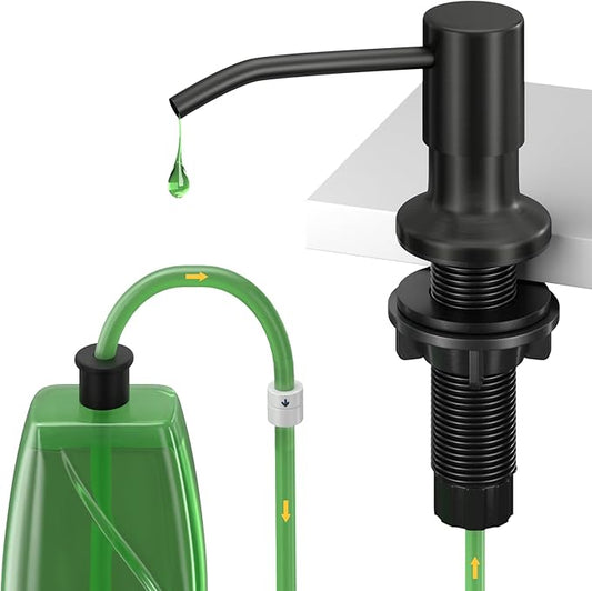 Kitchen Sink Soap Dispenser, Built in SoapDispenser, 47" Extension Tube kit, Counter Lotion Dispenser Pump, No Need More Refills (Black)
