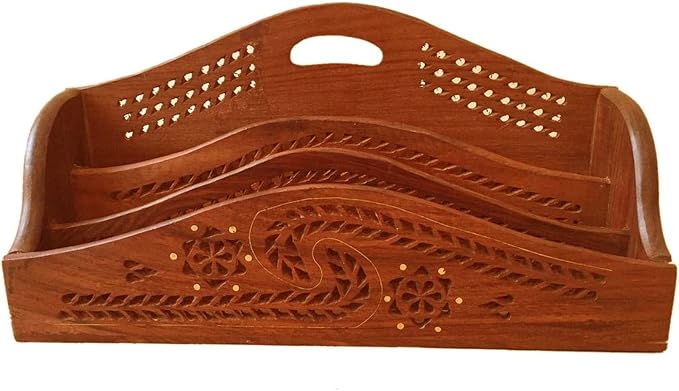 Wooden Desk Organizer - Handmade Desk Accessories for Home and Office - Elegant Storage Solution for Pens, Notepads, and more Office supplies for Table