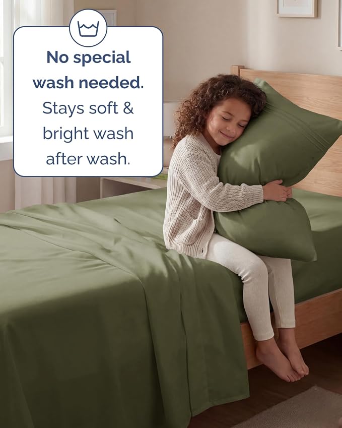 Twin Size 3 Piece Sheet Set - Comfy Breathable & Cooling Sheets - Hotel Luxury Bed Sheets for Women and Men - Deep Pockets, Easy-Fit, Soft and Wrinkle Free Sheets - Sage Green Oeko-Tex Bed Sheet Set