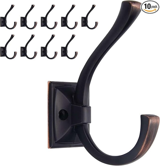 TUNNY 10 Pack Antique Design Wall Hanging Coat Hooks - Oil-Rubbed Bronze Coat Hooks Towel Hook for Entry Shoe Cabinet, Wardrobe Bathroom Bedroom Furniture Hardware
