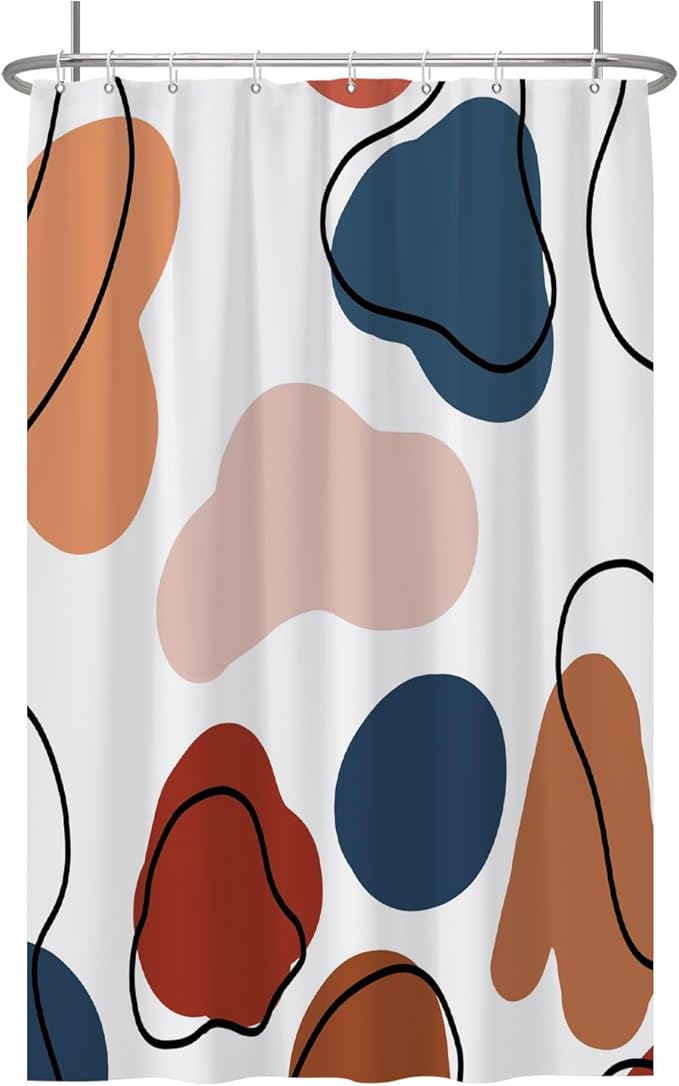 Baocicoo Abstract Bohemian Shower Curtain Pink Red Orange Texture Modern Striped Fashion Minimalism Shower Curtains for Hotel Spa Home Bathtubs Bath Waterproof Fabric with Hooks 48x72 Inches