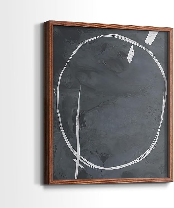 Renditions Gallery Set of 2 Peel & Stick Framed Prints, Abstract Wall Art, Circular Momentum Design Wall Decor, Re-Stickable - Ready to Hang - 22"x28" - Walnut Frame LT588