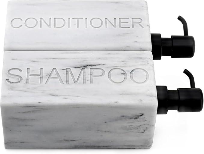 Rectangular Resin Dispenser Premium Bathroom Shampoo Conditioner Body Wash Bottle Modern Refillable Pump Design