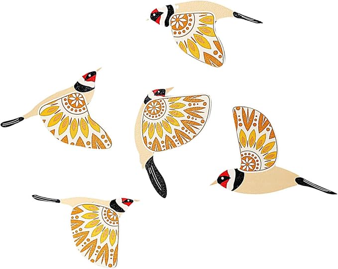 Handcrafted Bird Wall Decors 5Pieces Wooden Hanging Ornaments for Home Decoration Scandinavian Maximalist Styles Gift Wooden Bird Wall Sticker