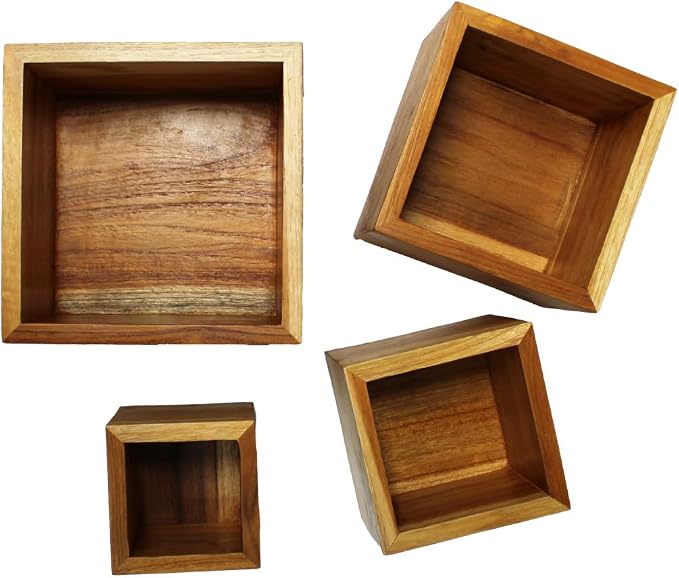 EcoDecors, Eleganto, 4 Piece, Teak Wood Bathroom Amenities Set, Teak Bath Amenity Set, Bathroom Accessory, in Natural Color