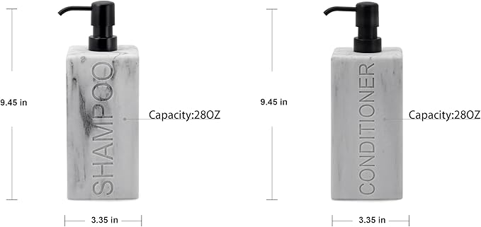 Rectangular Resin Dispenser Premium Bathroom Shampoo Conditioner Body Wash Bottle Modern Refillable Pump Design
