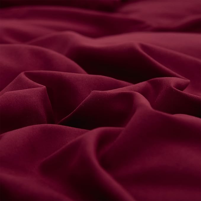 Pureant Burgundy Red Comforter Sets Twin Size Wine Red Bedding Comforters Solid Dark Red Quilts Cotton Women Girls Luxurious Plain Claret Red Comforter Soft Crimson Bedding Noble Bordeaux Red Bed