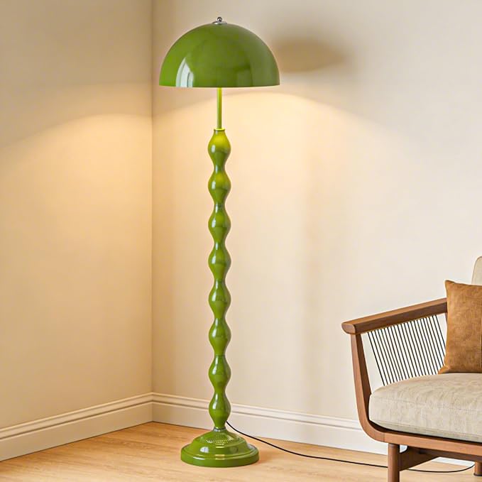 Unique Floor Lamp Creative Green Mushroom Lamp Standing Lamp with 38CM Wide Iron Shade and Foot Switch Modern Floor Light for Living Room, Bedroom, Office, Corner