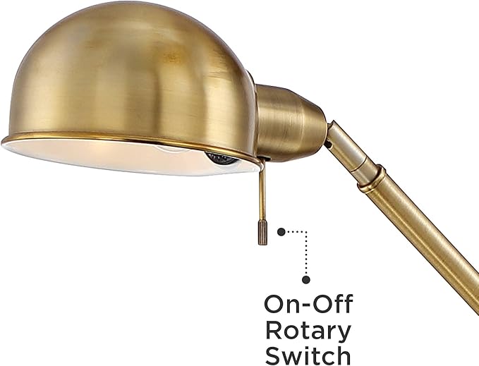360 Lighting Dawson Traditional Farmhouse Pharmacy Lamps Floor Standing with USB Charging Port 55" Tall Brass Gold Metal Dome Shade Adjustable Boom Arm for Living Room Reading House Bedroom Office