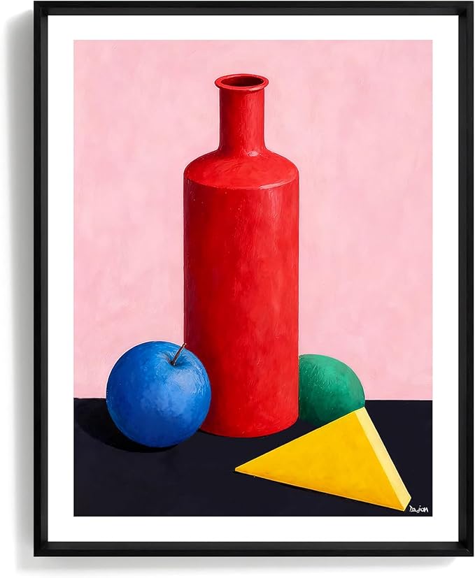 Framed Modern Abstract Geometric Wall Art, 11x14 Inch Poster Print, Contemporary Artwork for Walls with Matte Black Metal Frame, Minimalist Wall Decor Picture for Bedroom Living Room Office Hallway