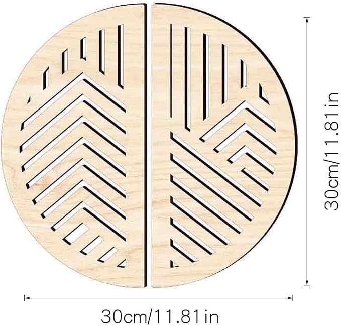 Hollow Round Wood Art Wall Decor, Modern Vintage Wooden Round Wall Sculptures, Half Round Wall Decor Hanging Abstract Panel 3D Geometric Wood Wall Art Decor for Home Office Living Room Bedroom (Beige)