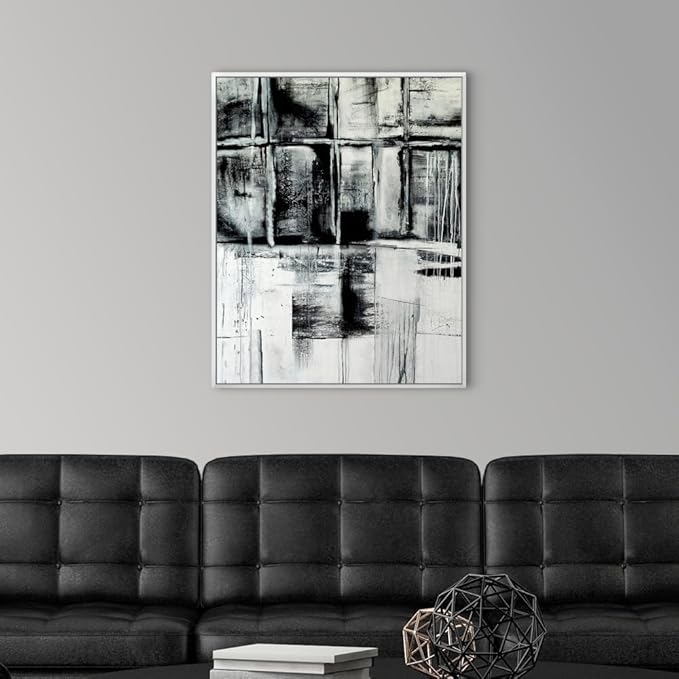CANVAS ON DEMAND Looking Through Canvas Wall Art Print by Erin Ashley, Contemporary, Abstract, Modern, Home Decor, Black and White Artwork,24" x30in