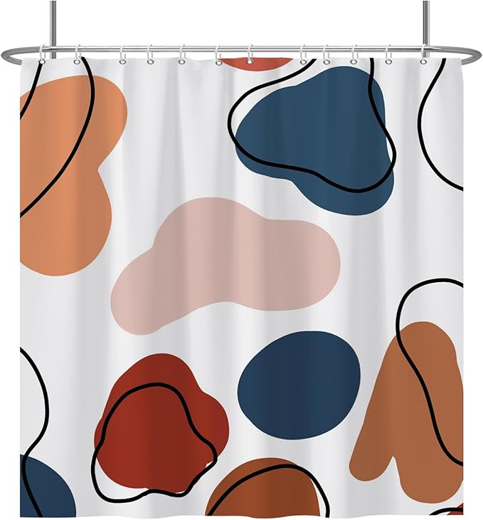 Baocicoo Abstract Bohemian Shower Curtain Pink Red Orange Texture Modern Striped Fashion Minimalism Shower Curtains for Hotel Spa Home Bathtubs Bath Waterproof Fabric with Hooks 72x72 Inches
