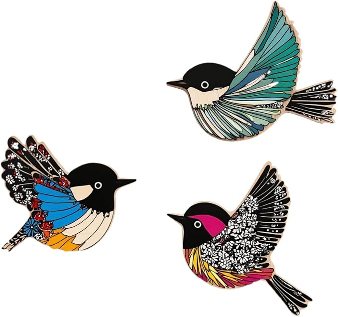 Qianly 3X Wooden Bird Wall Art,Wooden Sign Background Wall Hanging Signs Wood Flying Birds Wall Decors for Living Room,Housewarming