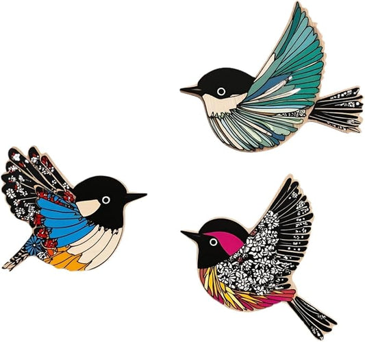 Qianly 3X Wooden Bird Wall Art,Wooden Sign Background Wall Hanging Signs Wood Flying Birds Wall Decors for Living Room,Housewarming