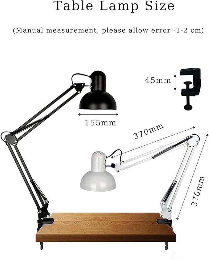 Modern Wall Sconces, Desk Lamp Retro Flexible Swing Arm Clamp with Plug and Switch Bedside Lamps Three Level Dimming Architect Task Table Lamp Adjustable Rotatable E27 Metal Reading Reading Lamp