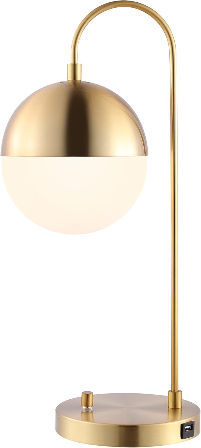 SAFAVIEH Lighting Collection Cappi Modern Brass Gold Orb 21-inch Bedroom Living Room Home Office Desk Dorm Study Nightstand Task Table Lamp (LED Bulb Included)