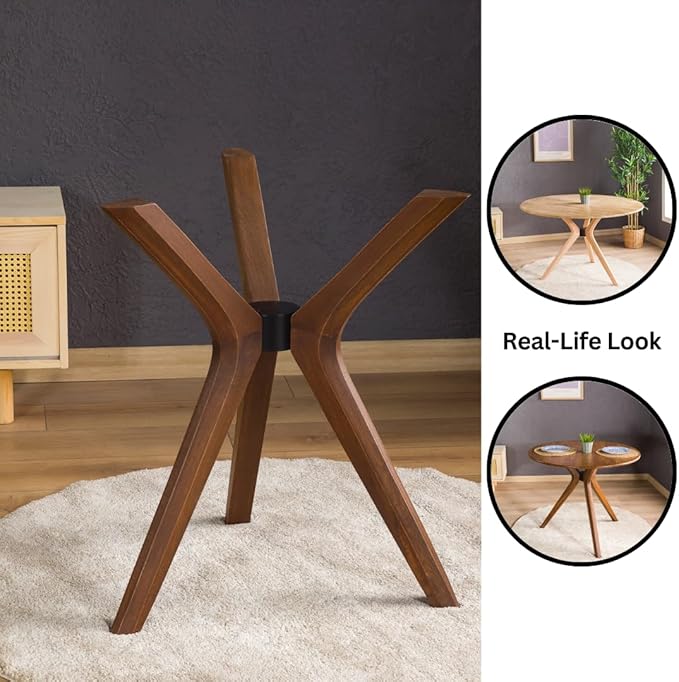 Mid Century Modern Dining Table Base Only, Pedestal Table Bases, Wooden Legs for Kitchen Tables, Glass Top Wood Top Assembly Tools Available (Wood Tabletop Hardware, Walnut)