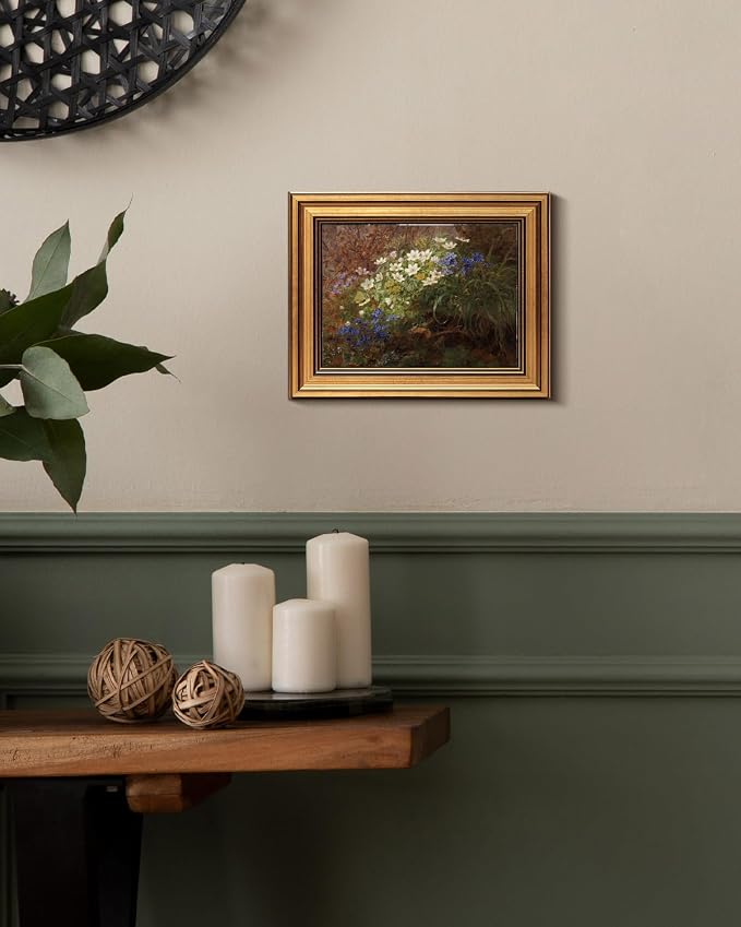 HUARCEY Gold Framed Vintage Wall Art for Living Room, Bathroom Shelf Wildflowers Prints Decor Aesthetic Classical Floral Paintings Farmhouse Wall Decor, Retro Table Desk Decoration for Bedroom 8"x10"