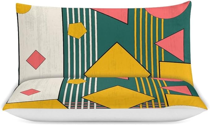 Colorful Aesthetic Comforter Cover Geometry Bed Set, Retro Atomic Duvet Cover，Modern Mid Century Bedding Sets，Aesthetic Abstract Art Bedding 3 Piece (1 Duvet Cover 102"x90" + 2 Pillow Sham 20"x30")