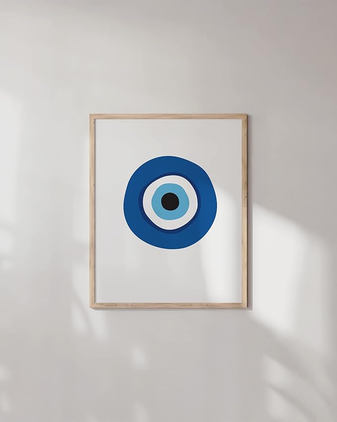 HAUS AND HUES Evil Eyes Poster - Abstract Blue Art Prints for Room Aesthetic, Big Eyes Painting (Unframed, 16x20)