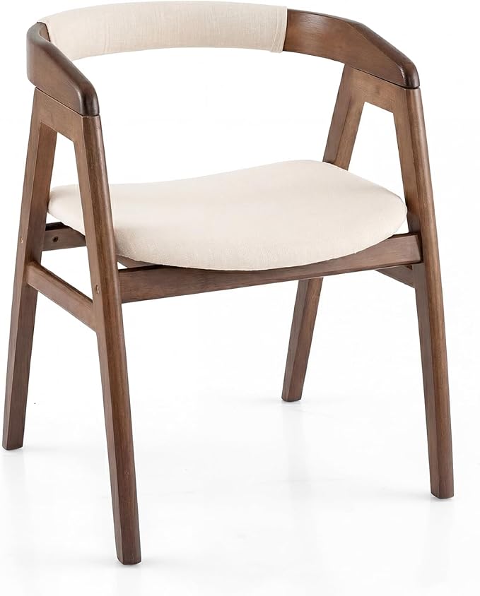 GOFLAME Bamboo Accent Chair, Mid-Century Modern Armchair with Curved Backrest & Seat Cushion, Upholstered Reading Chair, Leisure Chair for Living Room, Bedroom, Study, Walnut