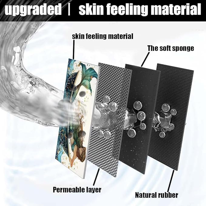 Bath Mat Rug,Beautiful Mermaid Non Slip Quick Dry Super Absorbent Thin Bathroom Rugs Fit Under Door-Easy to Clean Bathroom Floor Mats-Shower Rug for Shower Sink Bathtub(16" x 24"in)