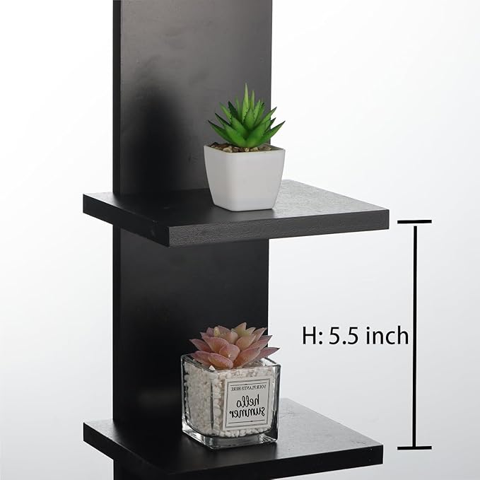 2 Pack 7 Tier Wall Shelf Unit - Lack Floating Shelf, Compact Display Floating Shelf, Vertical Column Wall Decor Mount Floating Storage Organizer Tall Tower Shelf for Bedroom, Living Room