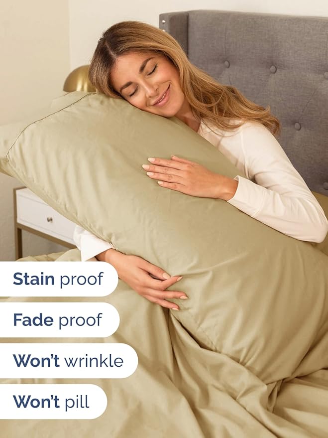 Extra Deep Queen Sheet Set - 6 Piece Breathable and Cooling Sheets - Hotel Luxury Bedding for Women, Men, Kids & Teens - Easy & Secure Fit - Soft, Wrinkle Free and Comfy - Extra Deep Pockets - Beige