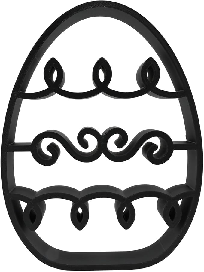 Easter Egg Sculpture – Minimalist Decorative Accent for Spring & Year-Round Home Decor | Collectible Design | Modern Holiday Display (Squiggly Wave Matte Black)
