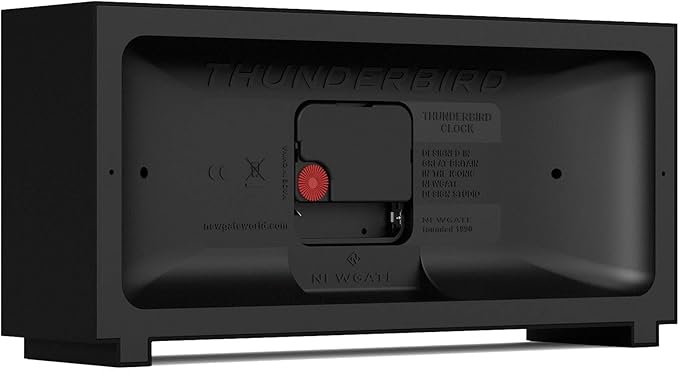 NEWGATE® Thunderbird Desk Clock | Retro Contemporary Rectangular Design | Black | Modern mid-Century Style for Desk, Mantel, Table top or Shelf