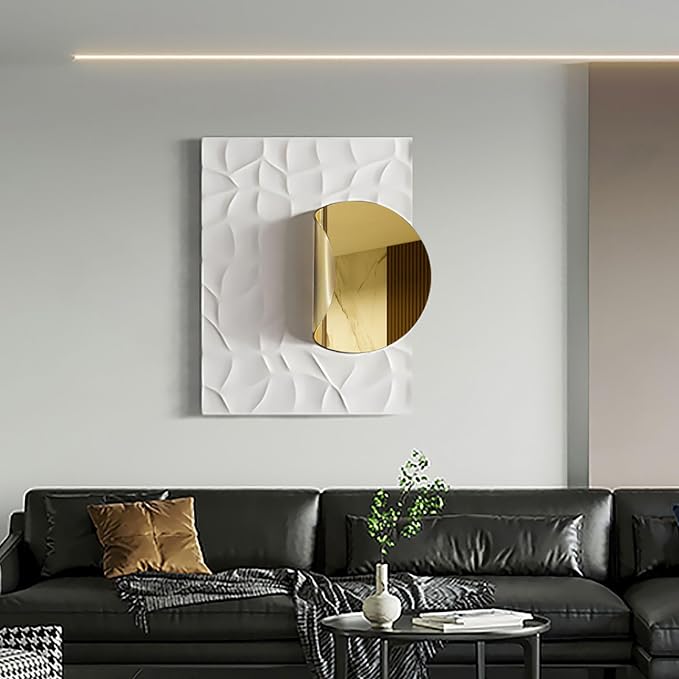 homary Large Modern Metal Wall Art, 3D Geometric Gold Abstract Rectangle Wall Sculpture, Contemporary Wall Hanging Decor for Living Room, Bedroom, Office, Entryway