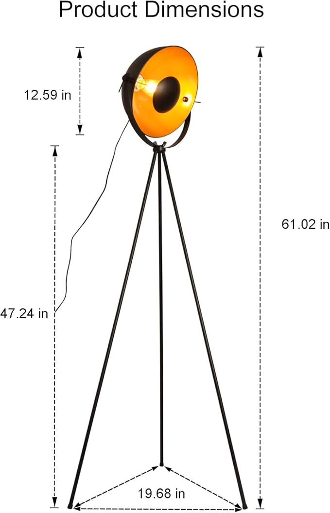 COSYLUX Industrial Tripod Floor Lamp for Living Room, Modern Satellite Tall Standing Lamps for Bedrooms Black Gold (No Bulbs)