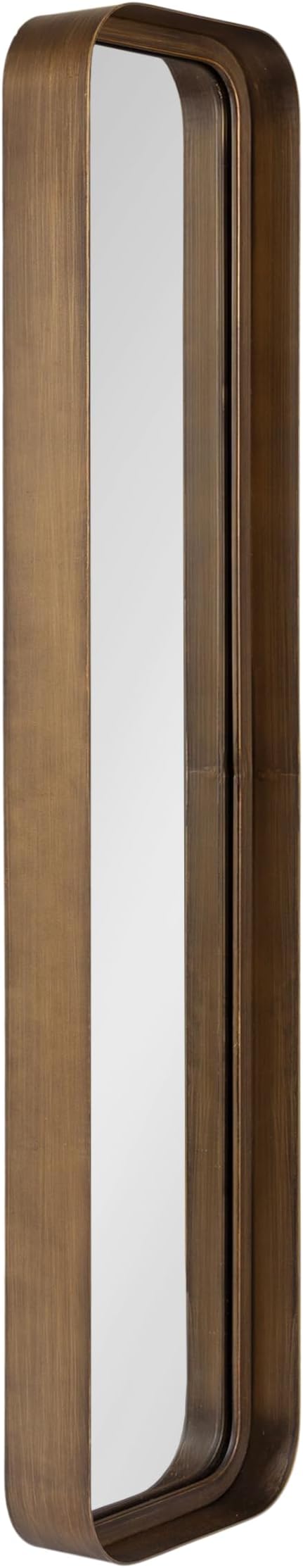 Kate and Laurel Armenta Modern Slim Rectangle Wall Mirror, 9 x 36, Gold, Decorative Rounded Rectangular Panel Mirror with Narrow Metal Frame for Bedroom Floor Mirror