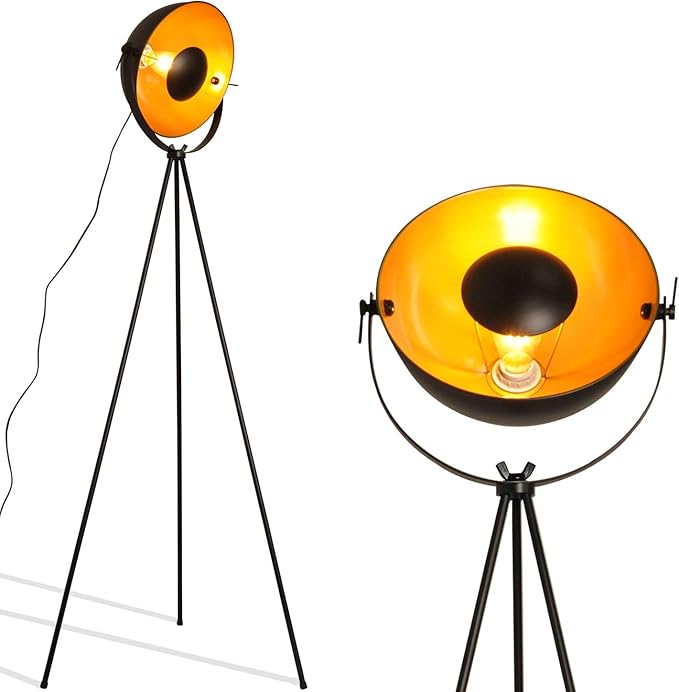 COSYLUX Industrial Tripod Floor Lamp for Living Room, Modern Satellite Tall Standing Lamps for Bedrooms Black Gold (No Bulbs)
