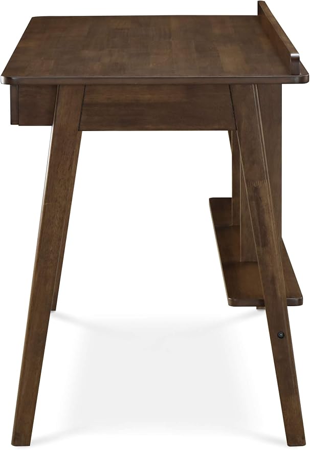 Finch Darren Home Office Desk with Drawer, Mid Century Accent Desk, 43 Inch Wide Simple Modern Study Table, Walnut Brown