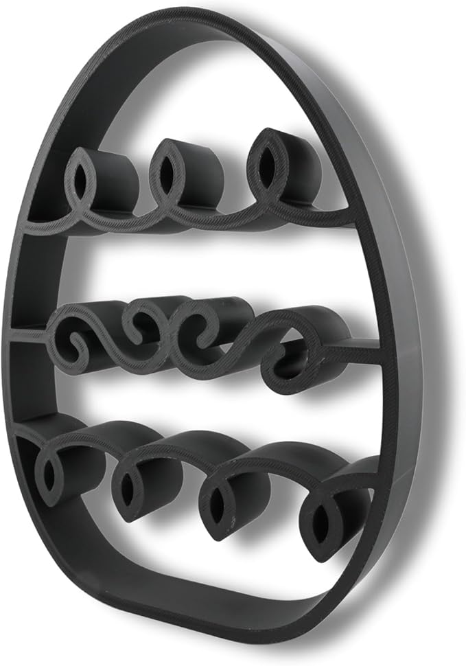 Easter Egg Sculpture – Minimalist Decorative Accent for Spring & Year-Round Home Decor | Collectible Design | Modern Holiday Display (Squiggly Wave Matte Black)