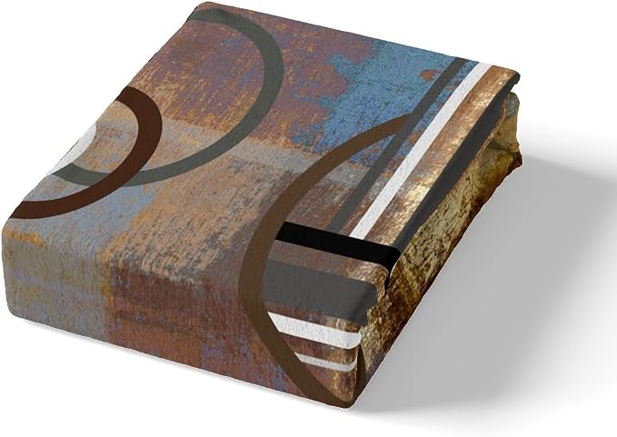 Retro Geometric Duvet Cover Twin,Vintage Grunge Style Comforter Cover,Brown Black Blue Grey Bedding Set,Abstract Oil Painting Style Quilt Cover,Swirls Stripes Bed Cover with 1 Pillow Case